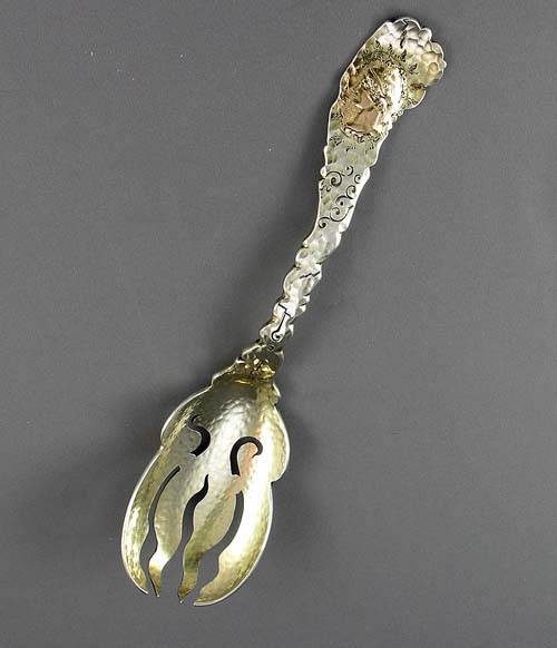 Shiebler etruscann serving fork with gold medallion